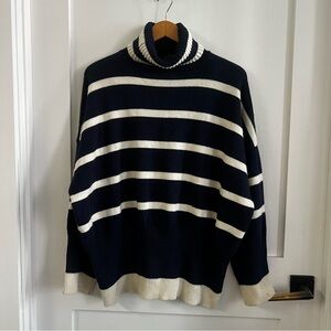 Topshop navy and cream stripe turtleneck sweater